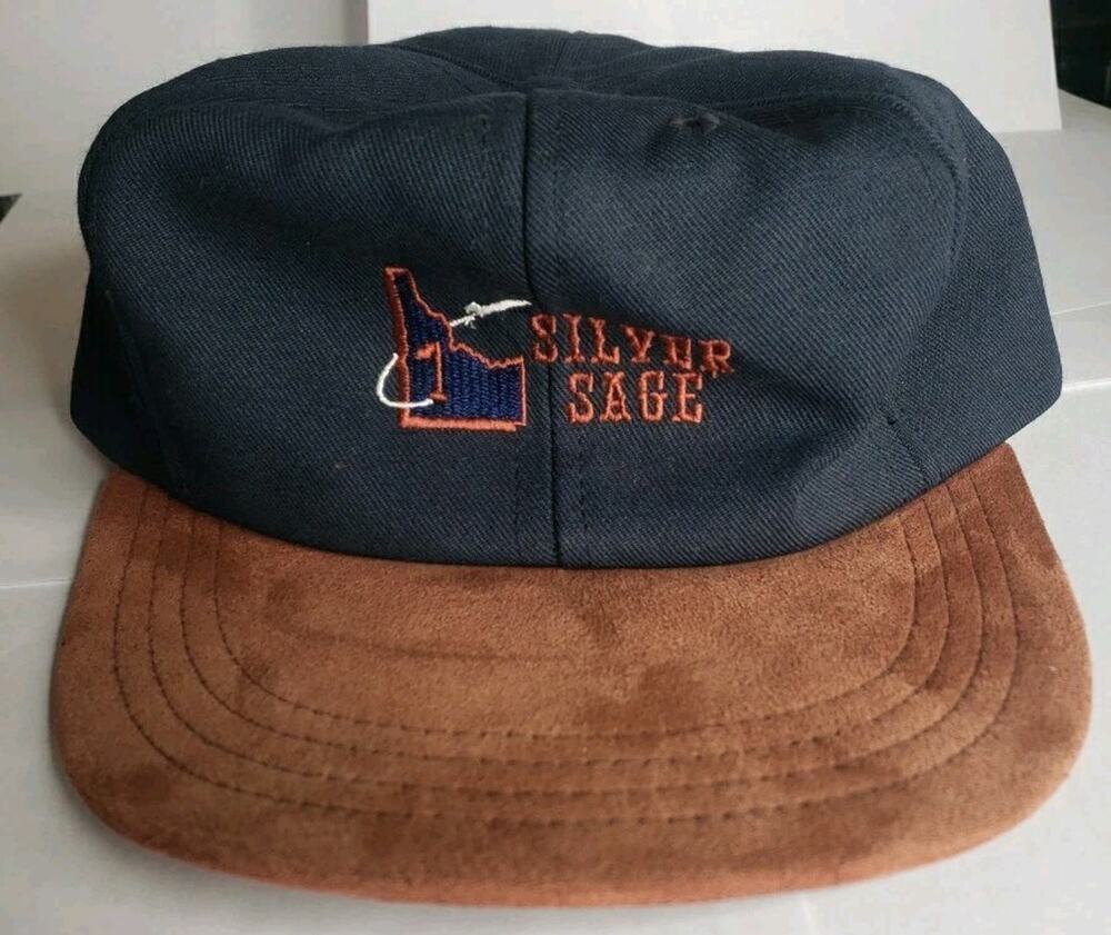 Silver Sage Golf Idaho Leather Suede Brim Hat Cap Adjustable USA Vintage 90s